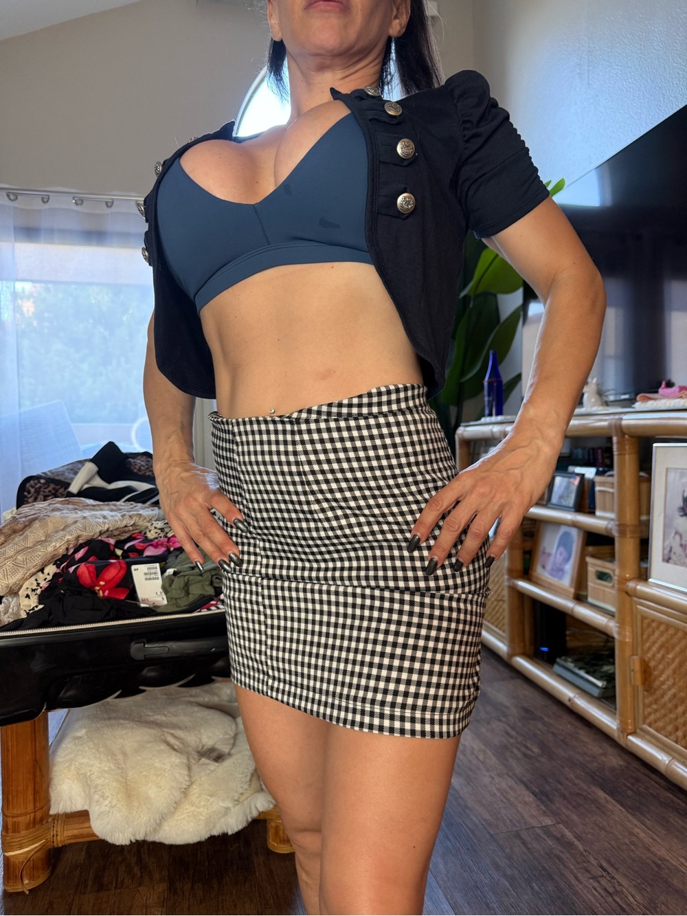 wild fable Black and White Gingham Mini Skirt - Picture 2 of 4